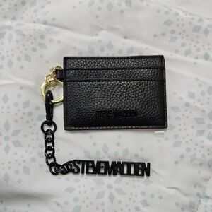 Steve Madden Black Card Holder with Keychain